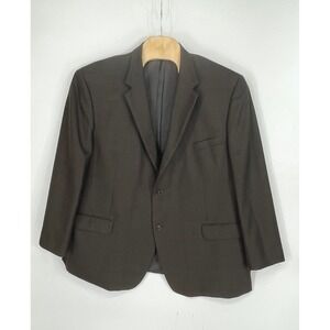 Andrew Fezza Men Blazer 56L Sport Coat Brown Glen Plaid Worsted Wool